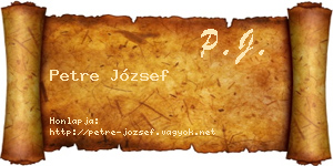 Petre József névjegykártya